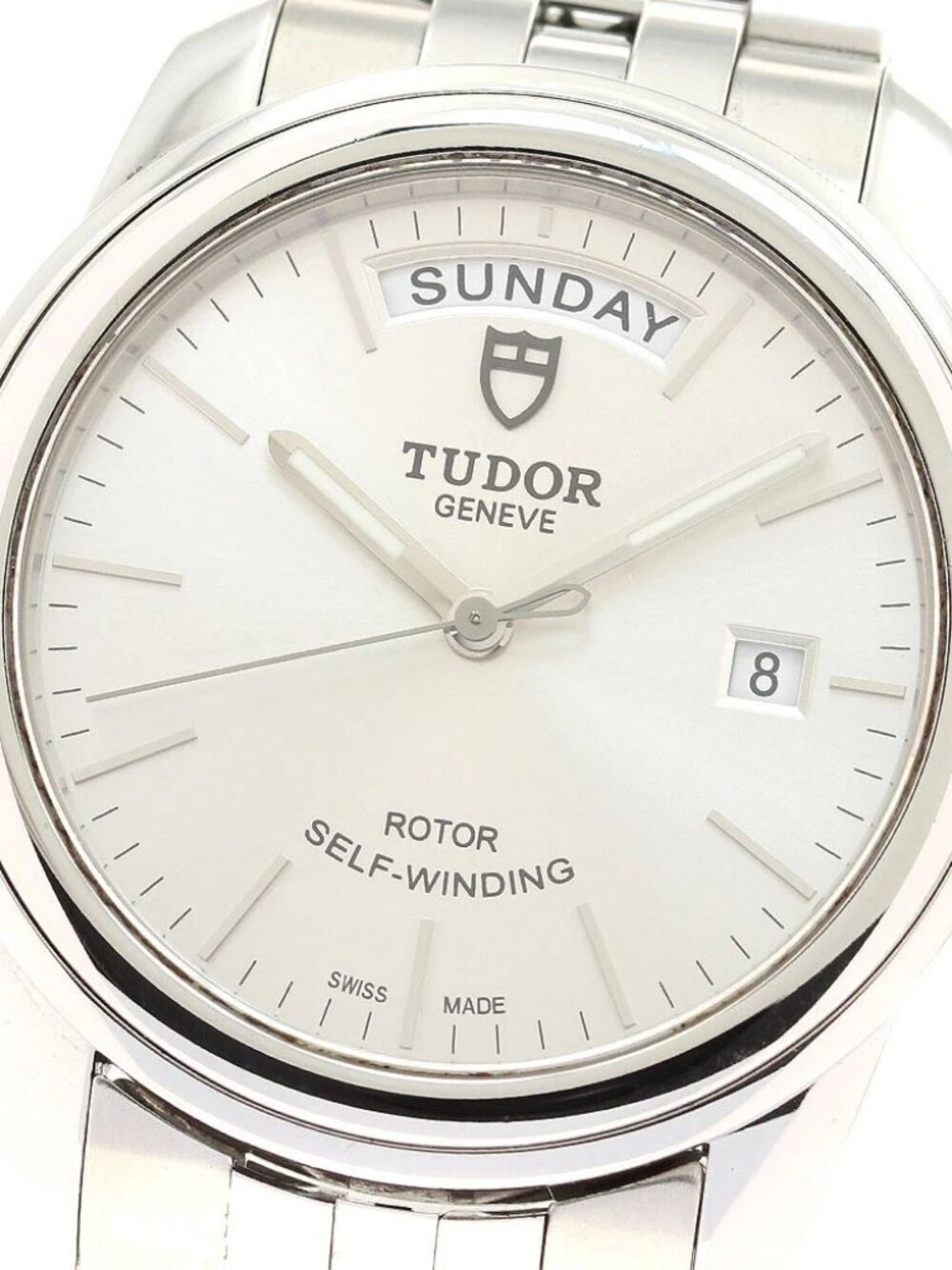 TUDOR Glamor Date Day 56000 Silver Dial Automatic Men's Watch_942976